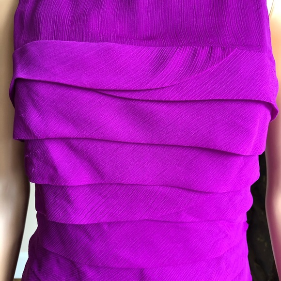 JS Collections Purple Layer Ruffle Dress Size 4 - Picture 3 of 5